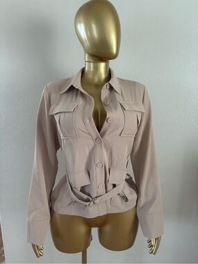 Tea n Cup Dusty Pink Utility Jacket with Waist Tie